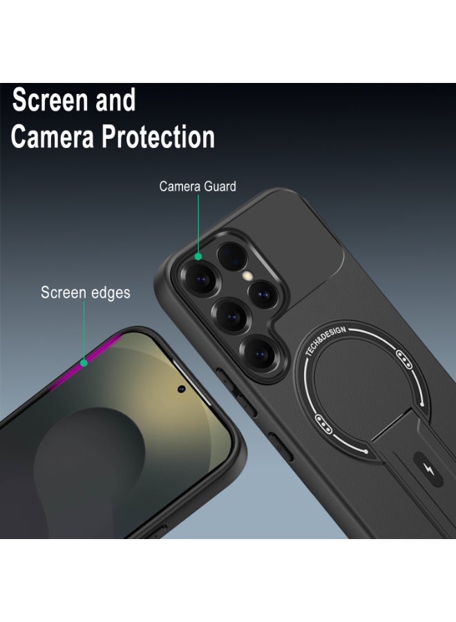 ثلاثة نمور لـ Samsung Galaxy S22 Ultra Case,شعور صديق للجلد,مقاومة بصمات الأصابع,شحن اللاسلكي المغناطيسي الحواف الناعمة الحفاظ على حالة الهاتف لـ Samsung Galaxy S22 Ultra, أسود. - Image 3